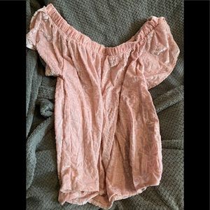 Off the should velvet detail top